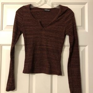 Burgundy Long Sleeve Crop Top from Fashion Nova